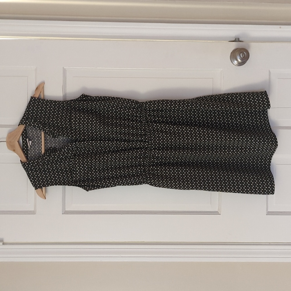 Patterned Dark Green/Black/White Casual Dress